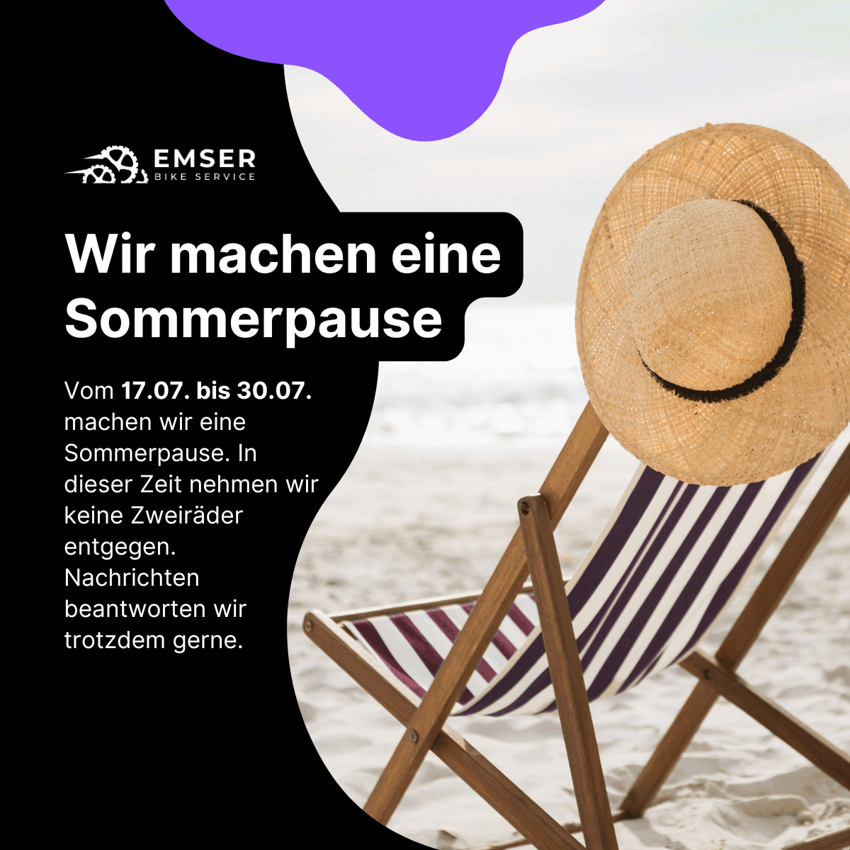 Emser-Bike-Service Urlaubsbenachrichtigung